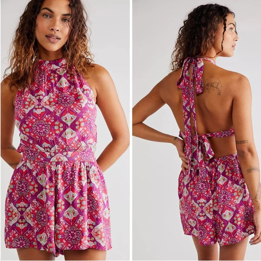 Free People Coral Tides Romper - Picture 1 of 11